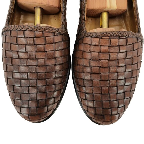 Zelli Italian Handmade Dress Shoes Brown Woven Leather Loafers Mens 8.5 Slip-ons - Picture 10 of 11